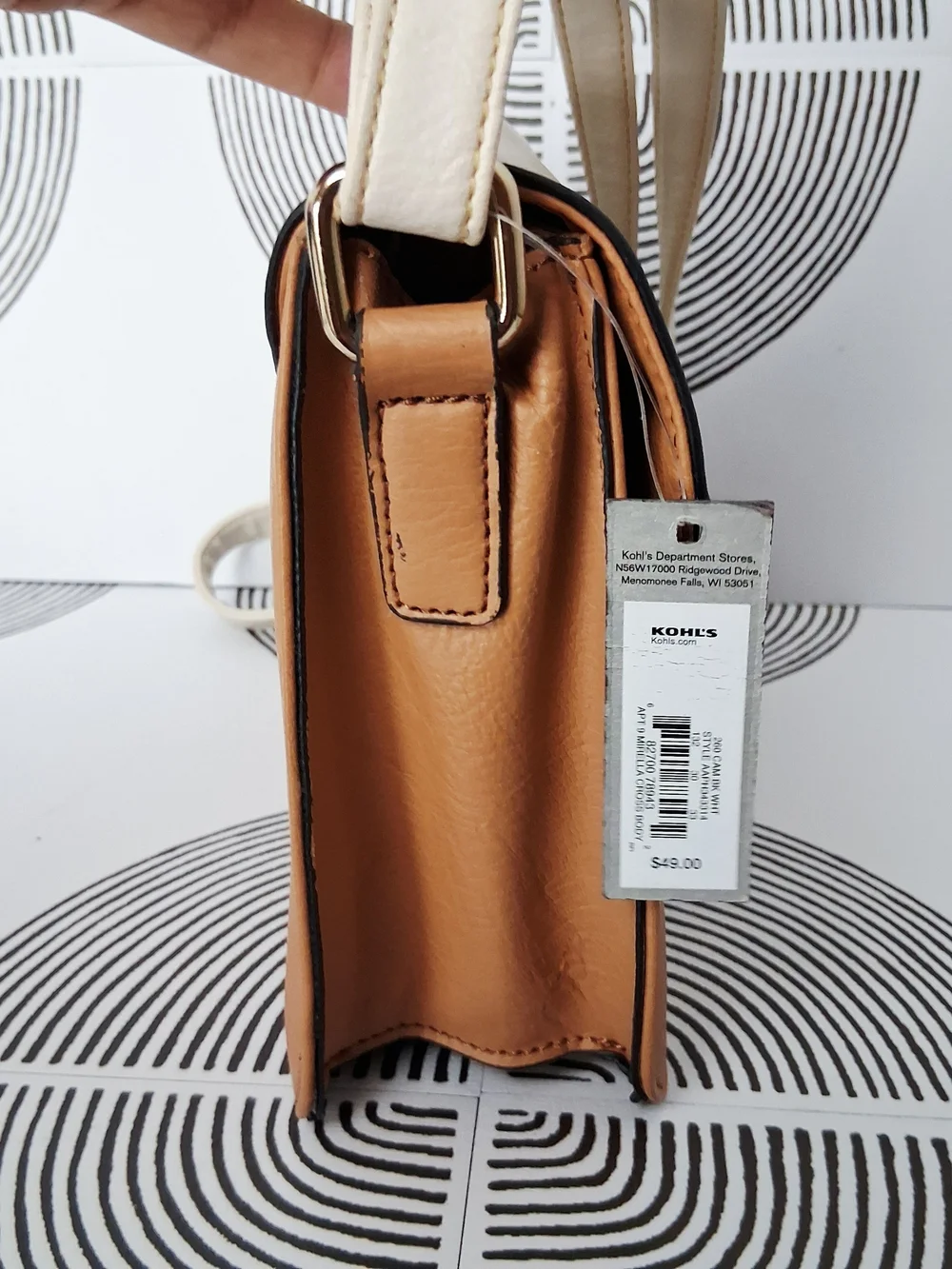 NWT Apt 9 Colorblock Crossbody Bag Cream Black Tan Shoulder Purse Gold Hardware